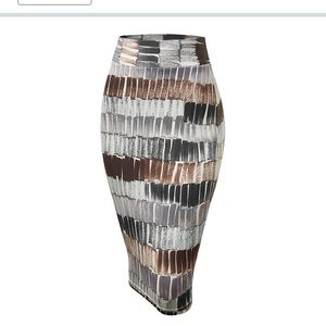 Abstract Print Pencil Skirt